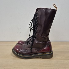 Dr Martens 1914 Red Cherry Vegan Faux Leather Mid Calf 14 Holes Boots Size Uk 4