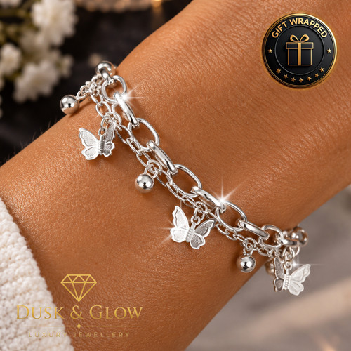 Silver butterfly charm - butterfly,