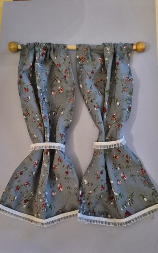 Long dolls house curtains - house, hand