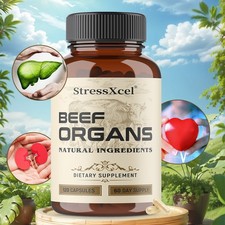 3000mg Grass-Fed Beef Organ Supplement For Women Men With Liver Heart Kidney 