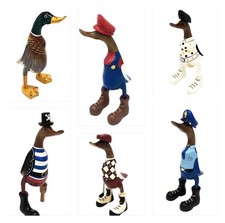 Wooden painted duck statue - painted,