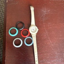 HERMES PARIS Swiss Alfex 1 Jewel White Gold Plated Watch Interchangeable Bezel 