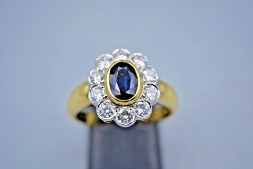 18ct diamond sapphire ring - sapphire,