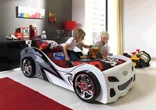 WHITE CAR BED SINGLE 3FT WITH