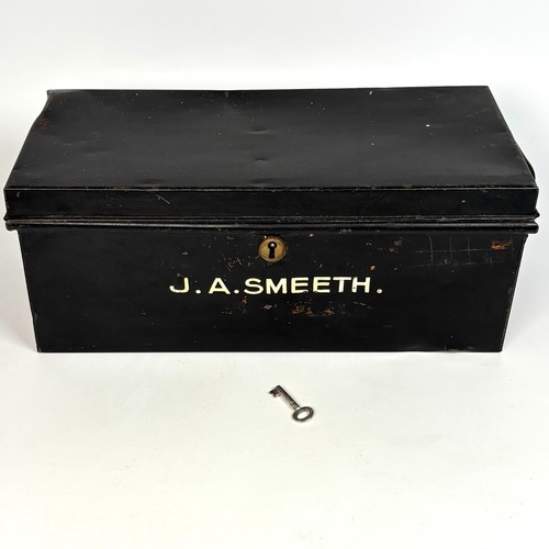 Antique metal deed box - metal,
