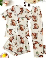 Ladies highland cow pyjamas - cow,