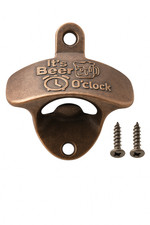 Wall Mounted Bottle Opener – “It’s Beer O’Clock” Rustic Vintage Funny Style Gift
