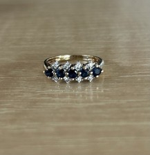 9ct Gold Ladies Diamond And Sapphire Ring