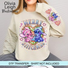 Stitch Christmas Dtf Heat Transfer Iron On, Womens, Childrens Clothing