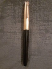 VINTAGE PARKER 51 CUSTOM FOUNTAIN PEN - BLACK - ROLLED GOLD CAP