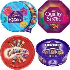 Assorted Chocolate 4 Tubs Roses Heroes Quality St Celebrations Christmas Parties