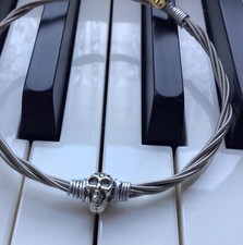 UNIQUE Bass Guitar String SKULL Bracelet Guitarist Gift GOTH ROCK PUNK size C