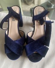 Primark Electric Blue Block  Heel Strapped Sandals  Shoes Peep Toe  Size 5