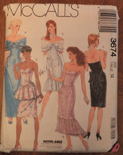 McCalls 3674 Sewing Pattern ladies Fitted Peplum Bridesmaid Cocktail gown 14