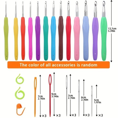 Crochet hook set - 9pc, grip