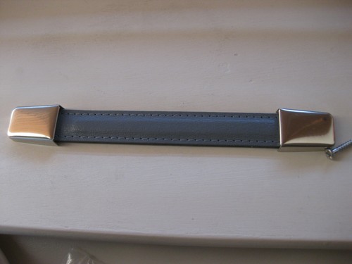 Grey real leather strap handle - grey,