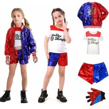 Kids Girls Costume Suicide Squad Harley Quinn Fancy Dress Cosplay Costume Outfit