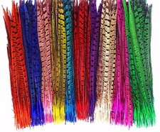 Colour Pheasant Tail Feathers 10'' - 12'' Arts Crafts Hat Costume Wedding Fly UK