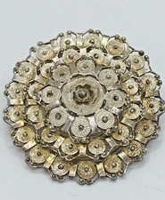 Vintage Norwegian Telemark Bolesolje Brooch Filigree Silver Gilded 4cm   J7 P37