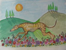 Original Signed Watercolour And Ink Greyhound  Lurcher Painting Dog  Art