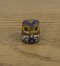 Vintage Enamelled Owl Thimble Brass