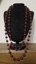 Vintage Art Deco Deep Red Beaded Necklace