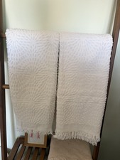 H&M Home Pair Of Cotton Bath Towels cream Fringed Textured Lovely