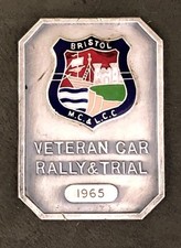 Veteran Car Rally & Trial 1965 Bristol MC & LCC Enamel Car Badge Emblem