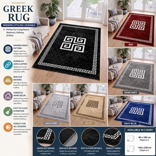 Non slip greek rug - slip, hallway