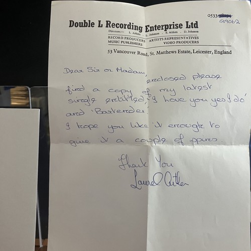 Laurel aitken signed hand - laurel,