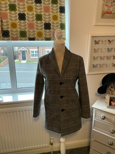 Next black check overcoat size - next,