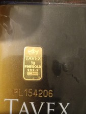 Tavex 24K Fine Gold Bullion Bar 1 Gram 999 Pure, New Sealed