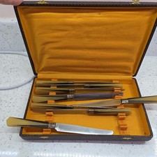 Vintage 1930 German art Deco Box set 8 Bakelite & Phenolic handled Dining Knives