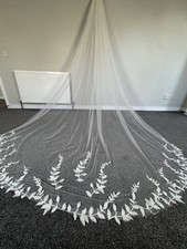 new Rrp £339 Cathedral Leaf Lace Ivory Veil Linzi Jay La619