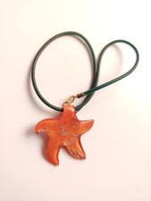 Vintage Antica Murrina Glass Starfish Pendant Necklace Orange Gold Swirl Sparkly
