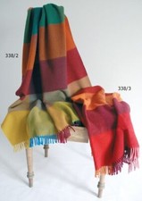 Cosy blanket virgin wool living travel plaid with fringes made in Germany