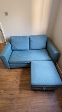 Next 4 in 1 sofa bed, 2 seats with ottoman puff, turquoise 167w x 70h x 95d