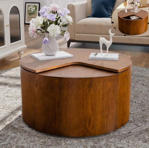 Round drum coffee table - coffee,
