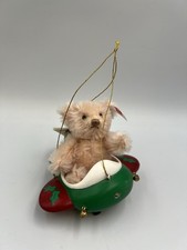 Steiff Vintage 2016 Hanging Christmas Aeroplane Decoration Plane Mini Teddy Bear