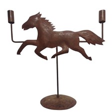 Rustic Metal Horse Candle Holder Primitive Ranch Equestrian Folk Art Vane Vtg