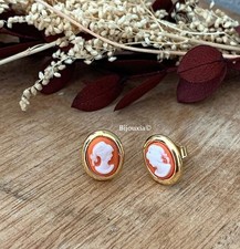 Red Cameo Symbol Stud Earrings