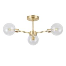 Modern Brushed Gold Satin Brass Ceiling Light Fitting with Glass Shades