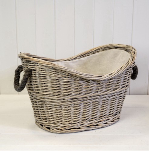 Oval wicker log basket with - oval,