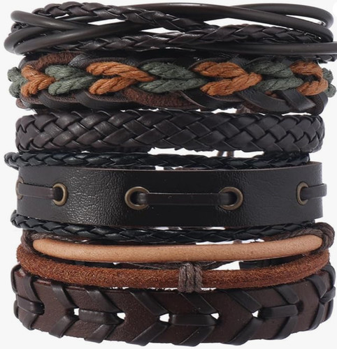 6pcs punk multilayer leather - 2-6pcs,