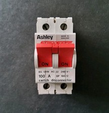 Ashley 100A Supasafe AC22 DP 100/2 Double Pole Main Switch Isolator Disconnector
