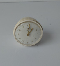 Kienzle Made In Germany Travel Clock Vintage Beige 1950s Gold Bronze Battery