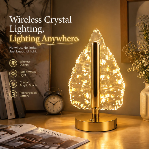 Golden leaf crystal - leaf, lamp