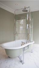 DISCONTINUED STUNNING CALVARI RAINBATH CANOPY ROLL TOP FREESTANDING SHOWER BATH