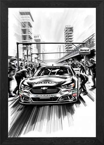 Nascar stock car pit framed - nascar,