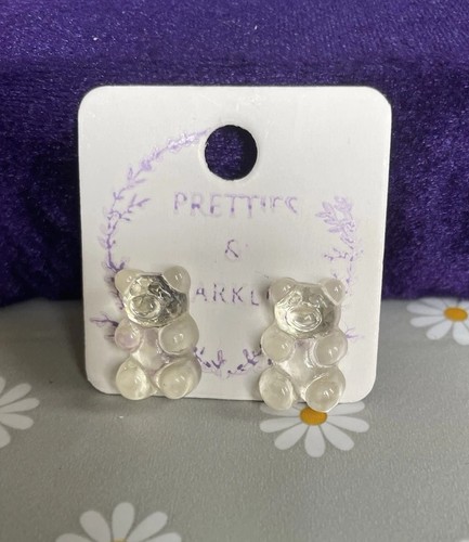 Clear gummy bear stud earrings - clear,